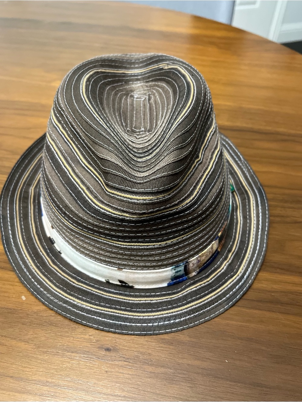 Robert Graham Brown Striped Fedora with Multicolor Band - Picture 8 of 8